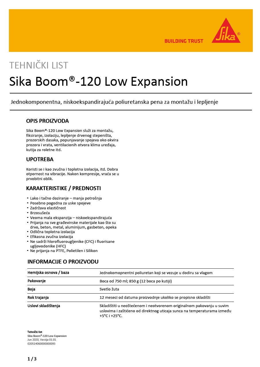 Sika Boom®-120 Low Expansion